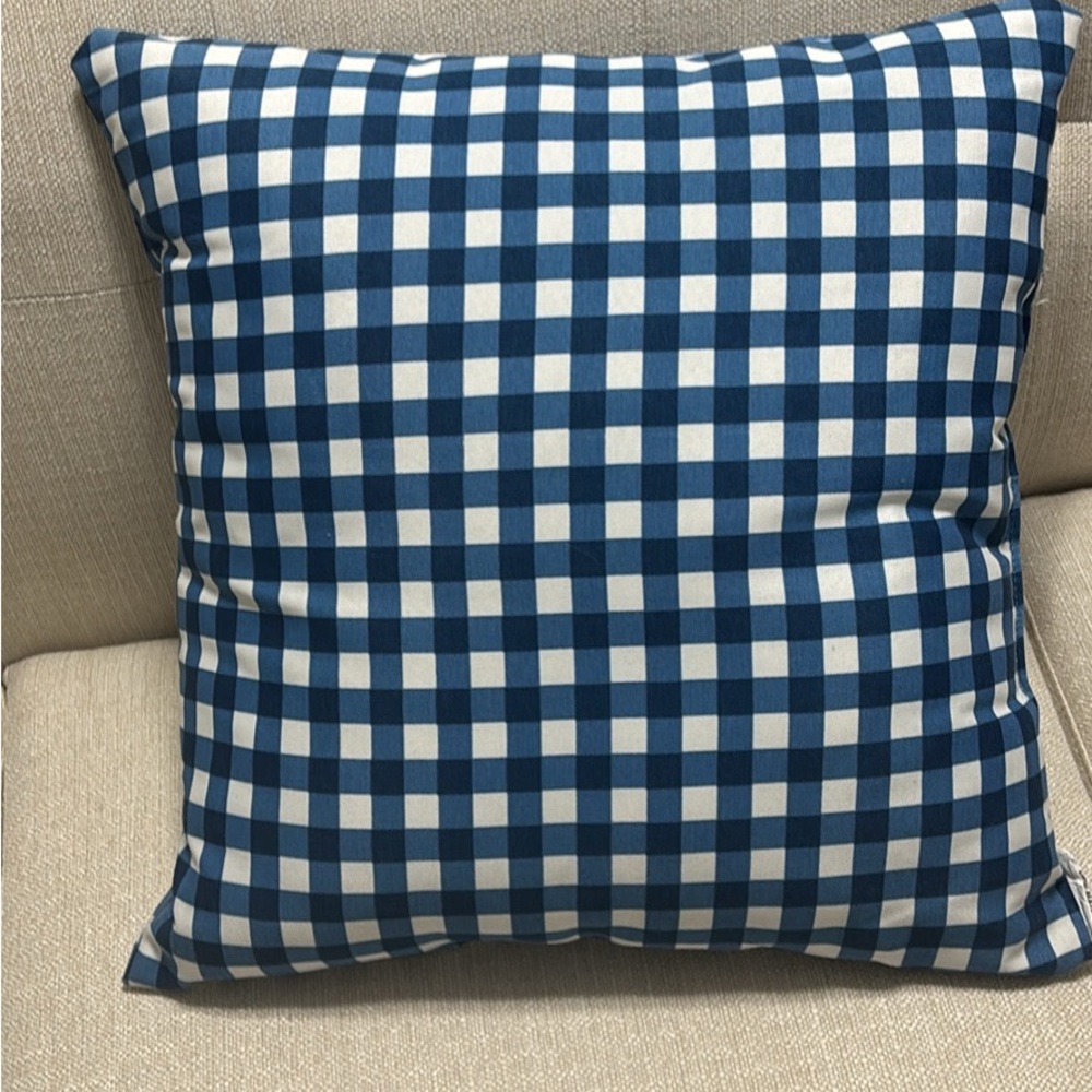 Blue and White Checkered Throw Pillow